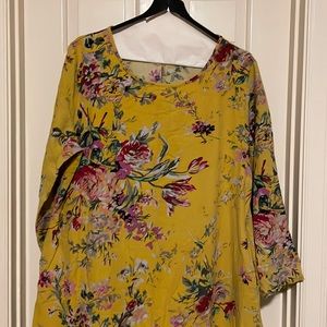 Floral long linen dress